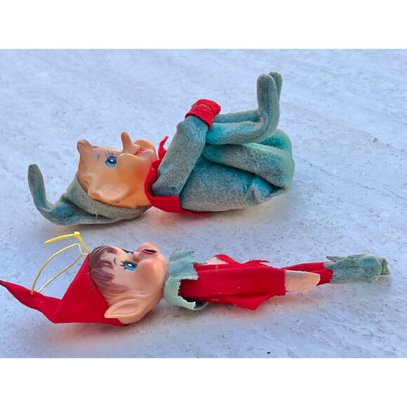 Elf Set Of 2 Knee Huggers Vintage MC Christmas Decor Holidays Gifts - Picture 4 of 14